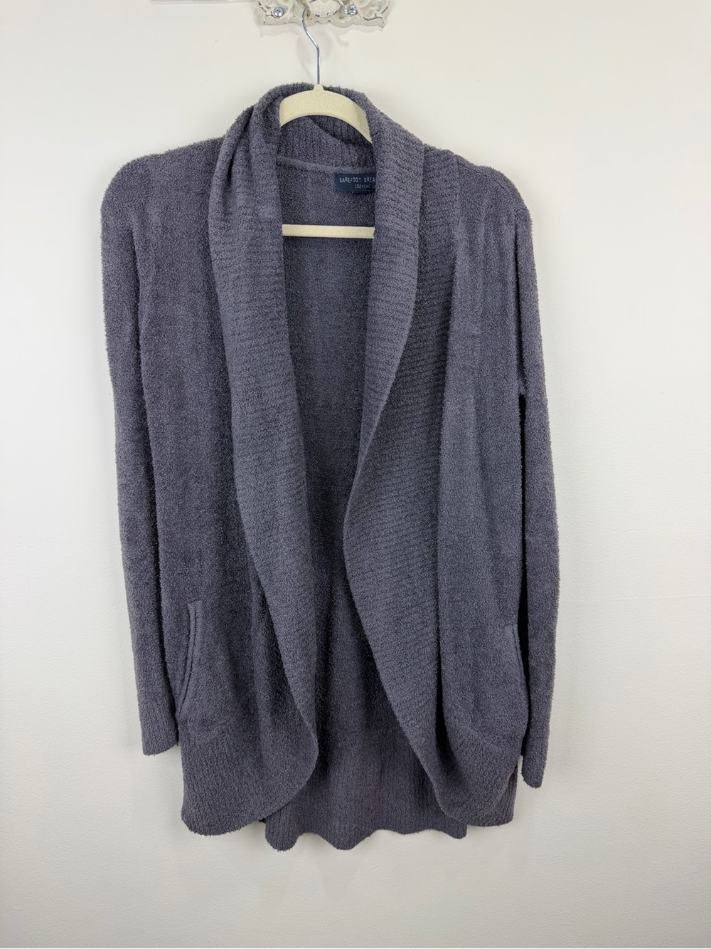 Barefoot Dreams CozyChic Lite Gray Open Cardigan XS S Soft Lounge